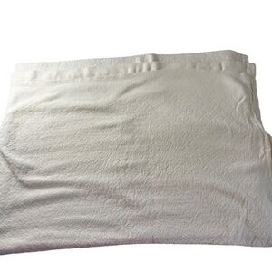 VTG Ivory Cotton Diamond Matelasse Woven Blanket Geometric Textured Cottagecore